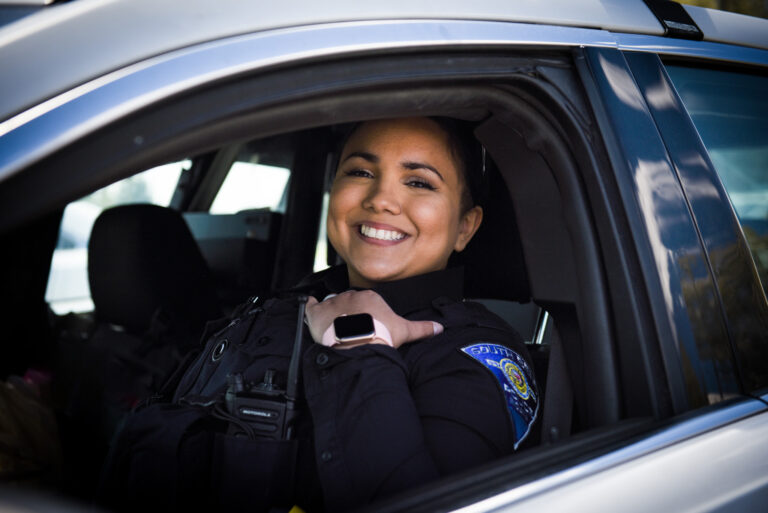 a South Bend Police Department in a police car