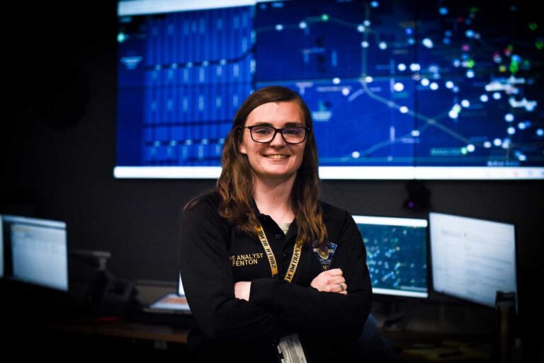 a South Bend police department crime analyst in the crime lab