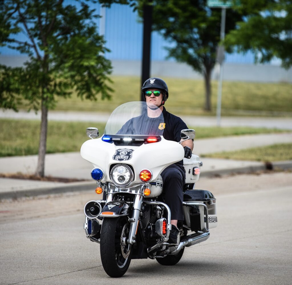 Police officer on motorcycle