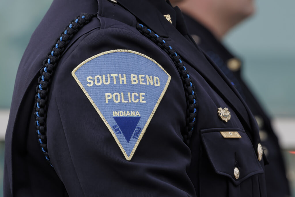 the shoulder patch on a south bend police officer uniform