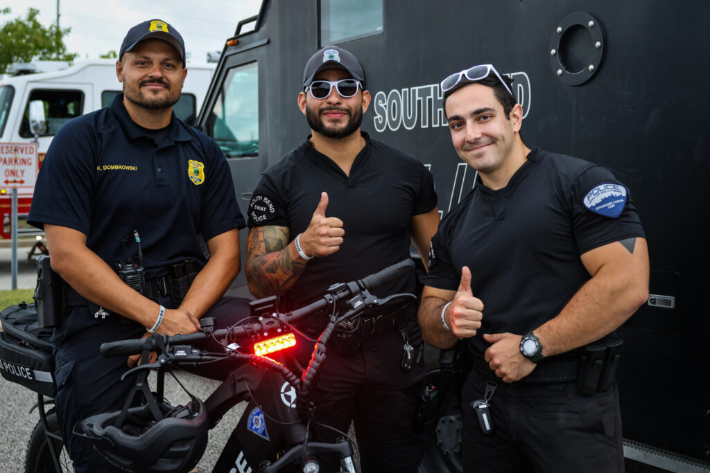 Three SBPD offiders at the National Night Out event